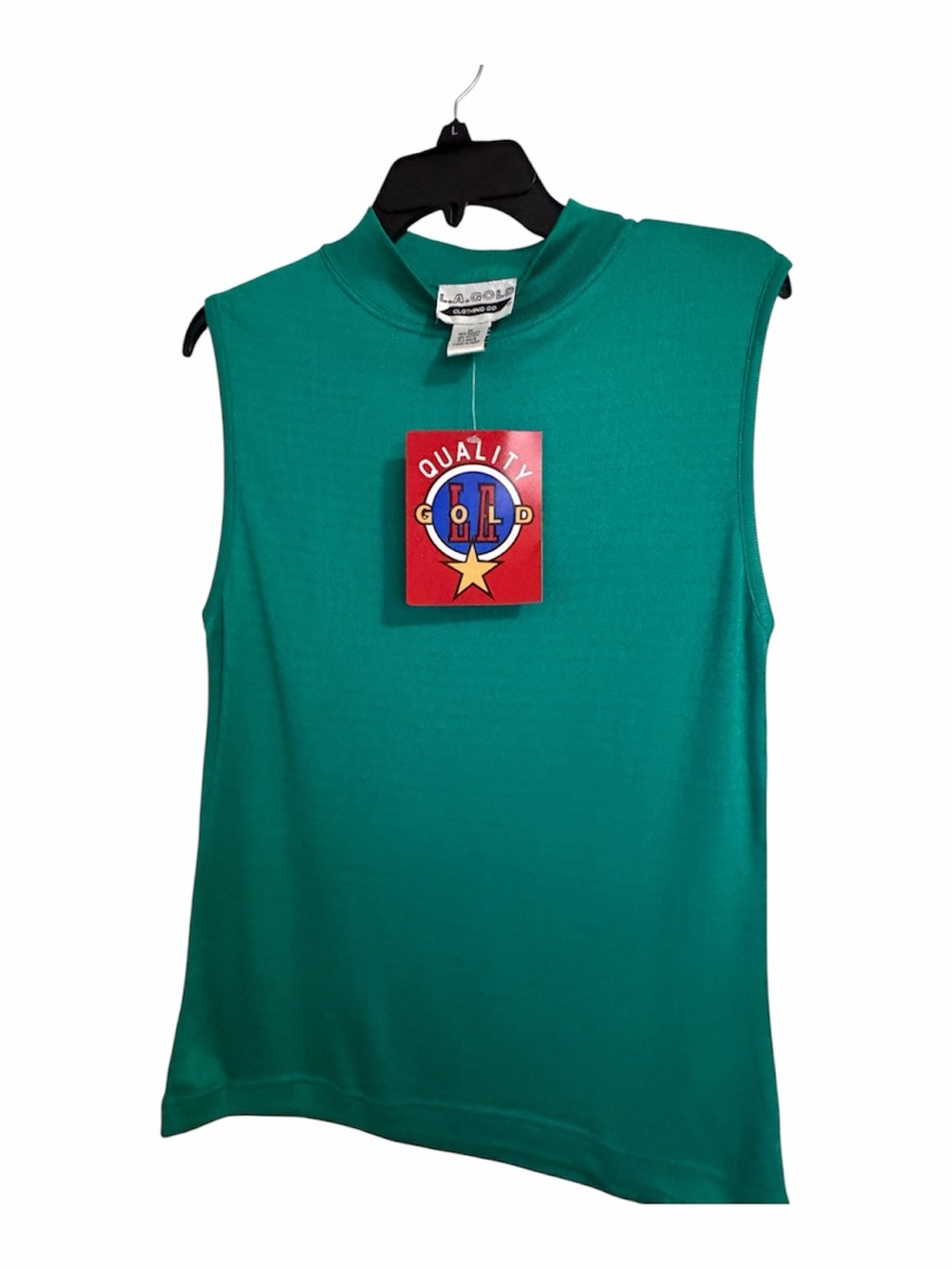 L.A.Gold Mock Neck Sleeveless Tank Top in Teal Green - M, NWT